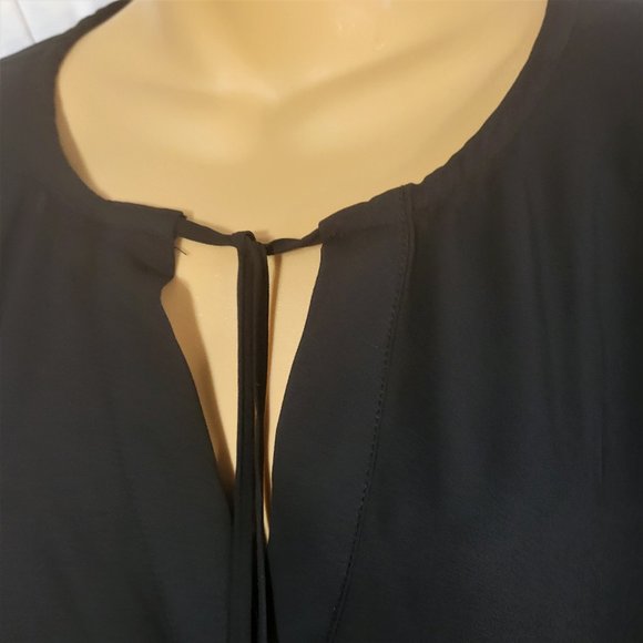 Roaman's Black Sheer A Line Midi Dress With Bell Sleeves - Picture 5 of 11